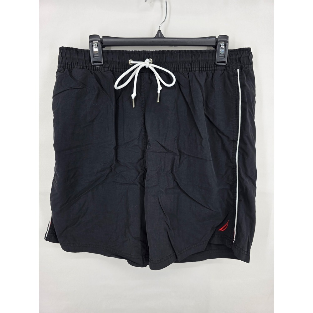 Nautica Mens Black Swim Trunks Board Shorts Mesh Lined Size L